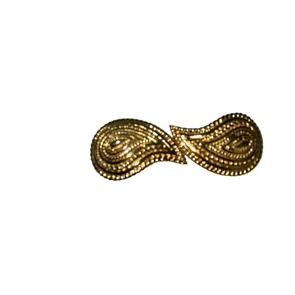 Mimi Di Niscemi Vintage Womens Belt Buckle Demi Ribbed Paisley 1985 Signed Gold